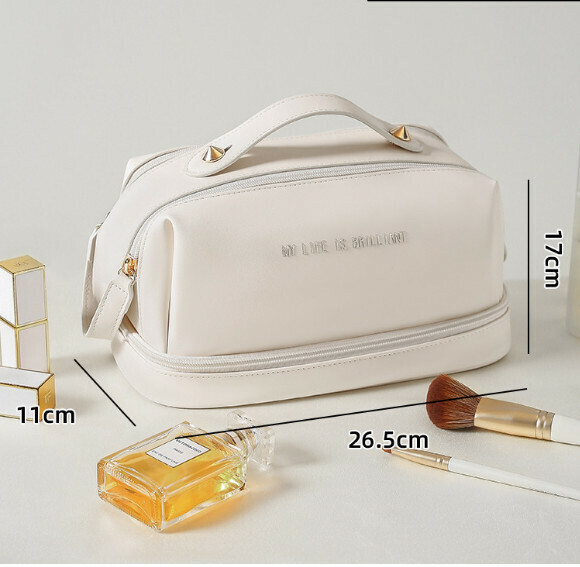 Hot Selling Cosmetic Bag Handbag [Milk White] Specifications [Double Zipper Cosmetic Bag]