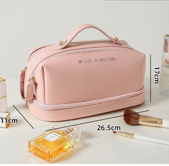 Hot Selling Cosmetic Bag Handbag [Pink] Specifications [Double Zipper Cosmetic Bag]