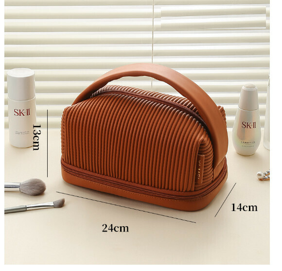 Hot Selling Cosmetic Bag Clutch [Double Layer Cosmetic Bag [Brown]