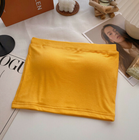 Short bandeau vest with chest pad solid color (yellow) [one size]
