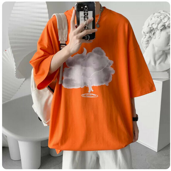 Plus size short sleeve T-shirt men's summer (orange [size M_5XL] (contact customer service to confirm the shipping size after placing an order)