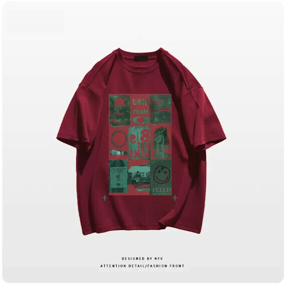 新款圓領T恤【M-3XL】【酒紅色】(下單後聯絡客服確認發貨尺碼) 