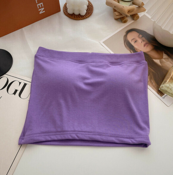 Short bandeau vest with chest pad solid color (purple) [one size]