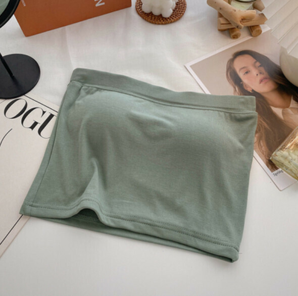 Cropped bandeau vest with chest pad solid color (green) [one size]