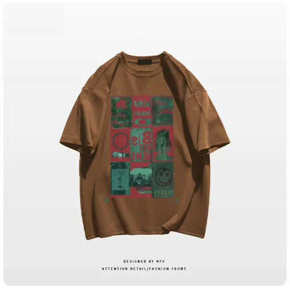 新款圓領T恤【M-3XL】【棕色】(下單後聯絡客服確認發貨尺碼) 