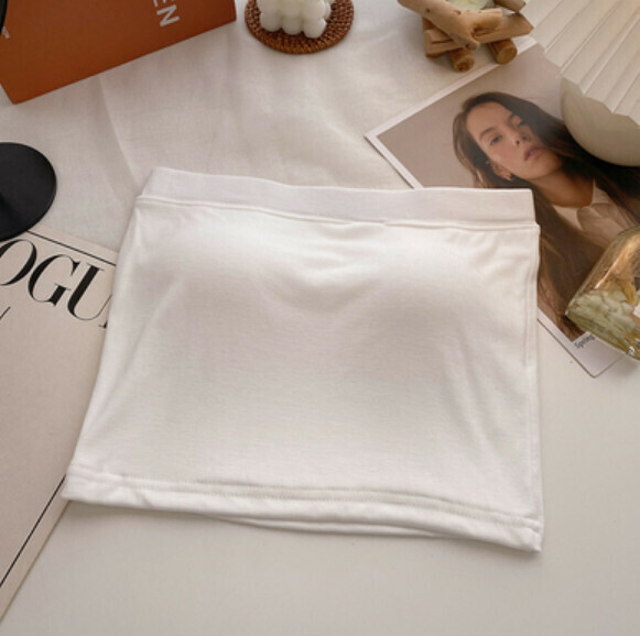 Short bandeau vest with chest pad solid color (white) [one size]