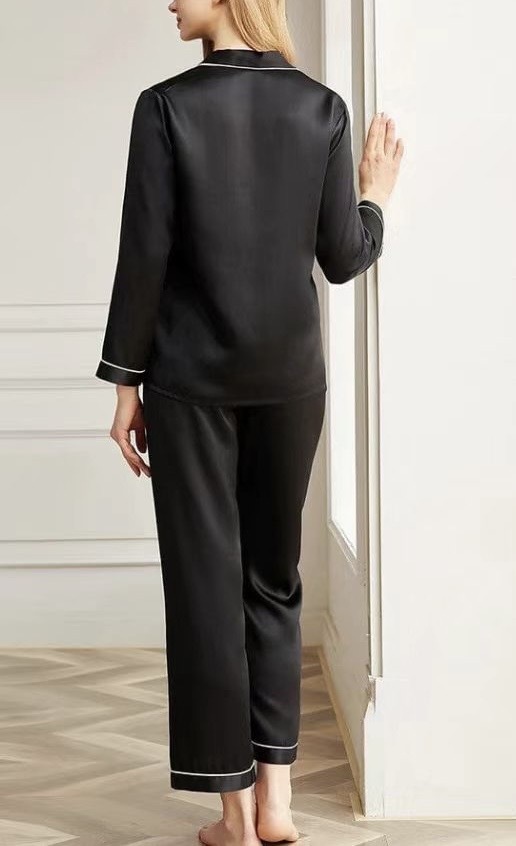 100%純桑蠶絲長袖睡衣套裝