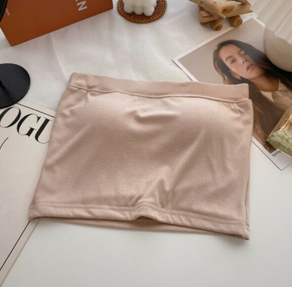 Short bandeau vest with chest pad solid color (apricot) [one size]