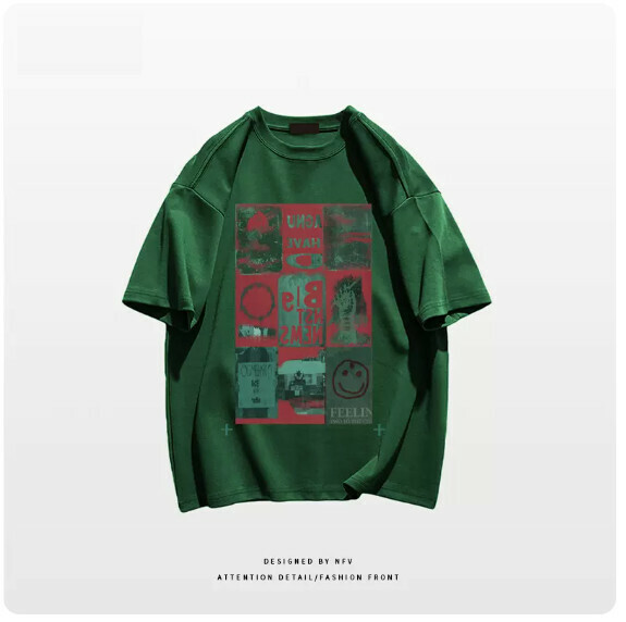 新款圓領T恤【M-3XL】【綠色】(下單後聯絡客服確認發貨尺碼) 