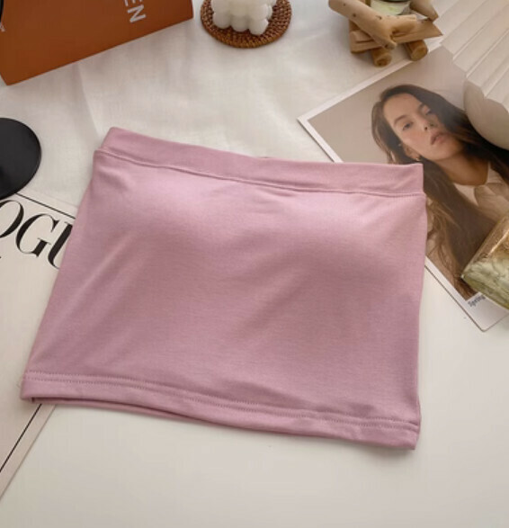 Short bandeau vest with chest pad solid color (pink) [one size]