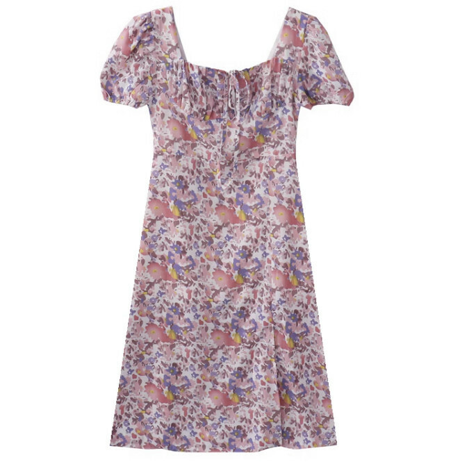 Hot selling oil painting floral dress [pink] [Size S-L] (please contact customer service to confirm the delivery size after placing the order)