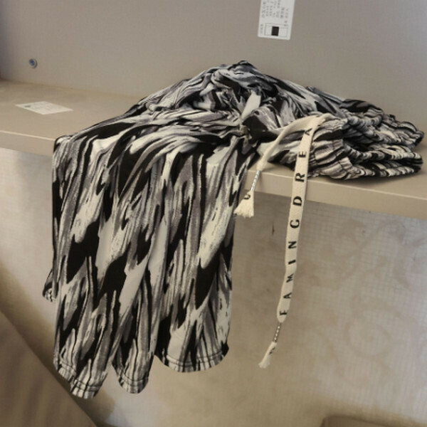 Anti-mosquito ice silk anti-wrinkle and drape walking plaid wide-leg pants [waterfall] [80-140 lbs one size]