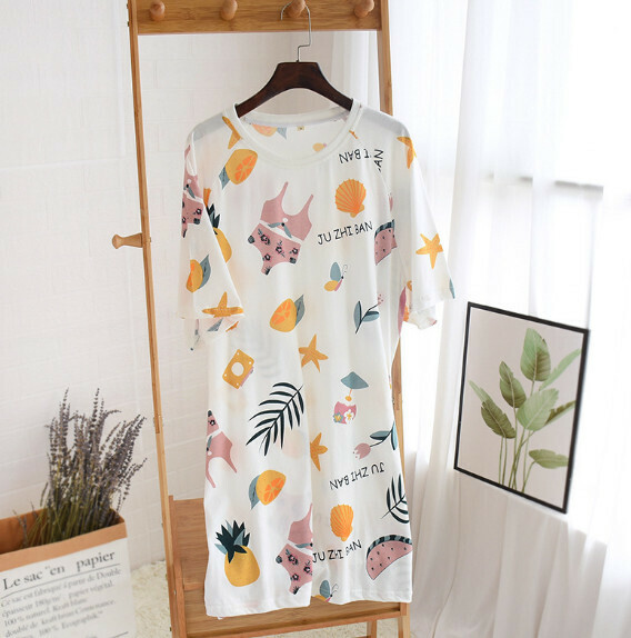 Spring and summer loose casual nightdress (starfish scallops) [M-L size] [Contact customer service to confirm the shipping size after placing an order]