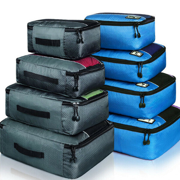 Hot Selling [Eight-piece Set] Travel Storage Bag [Blue + Gray]