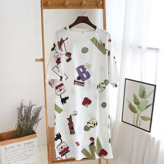 Spring and summer loose casual nightdress (letter cake) [M-L size] [Contact customer service to confirm the shipping size after placing an order]