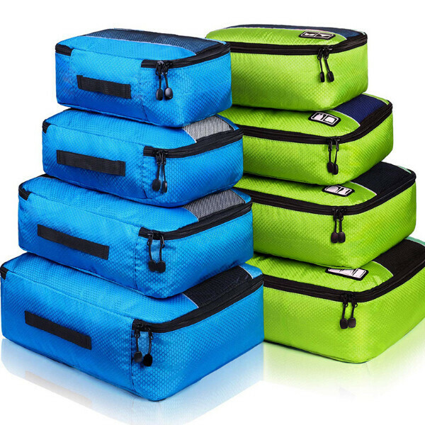 Hot Selling [Eight-piece Set] Travel Storage Bag [Green + Blue]