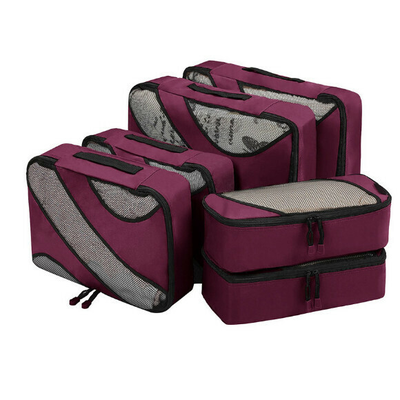 Hot Selling [Six-piece Set] Travel Storage Bag [Burgundy Red]