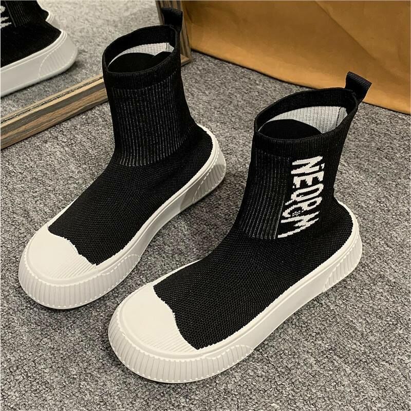 Hot selling high-top knitted boots (black size 35-40) (please contact customer service to confirm the delivery size after placing the order)