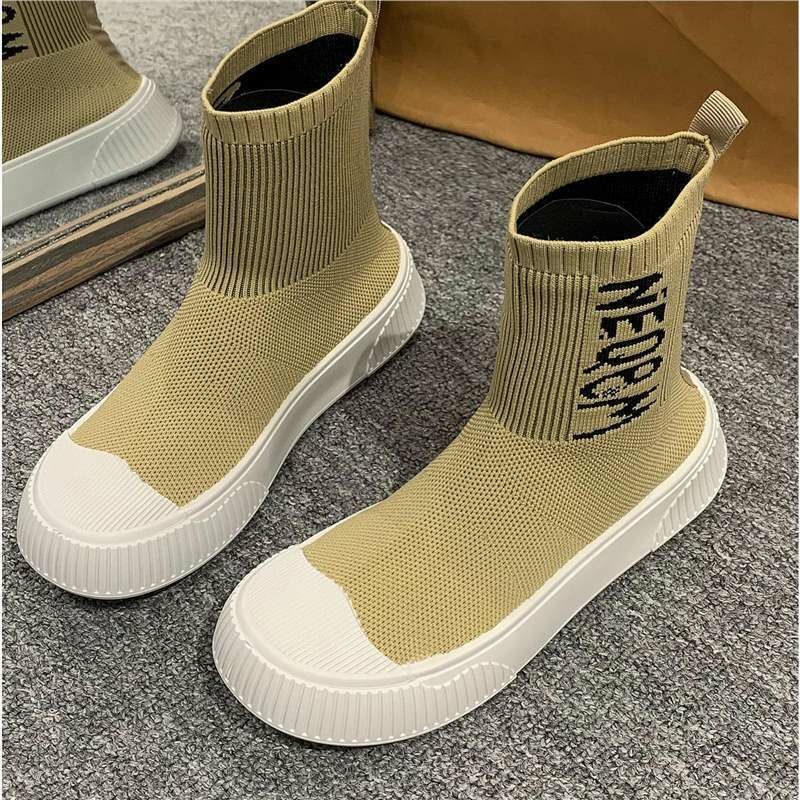 Hot selling high-top knitted boots (apricot size 35-40) (please contact customer service to confirm the delivery size after placing the order)