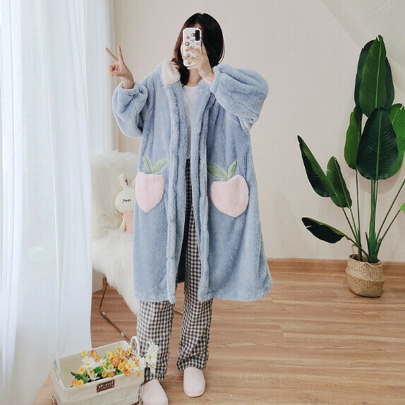 激抵秋冬季珊瑚絨睡衣（LXL淺藍色）【M-L碼】【下單後聯絡客服確認發貨尺碼】