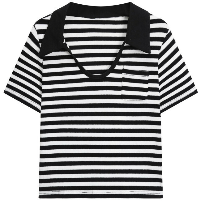 熱賣條紋短袖T恤(黑白)(S-XL碼)(下單後聯絡客服確認發貨尺碼)