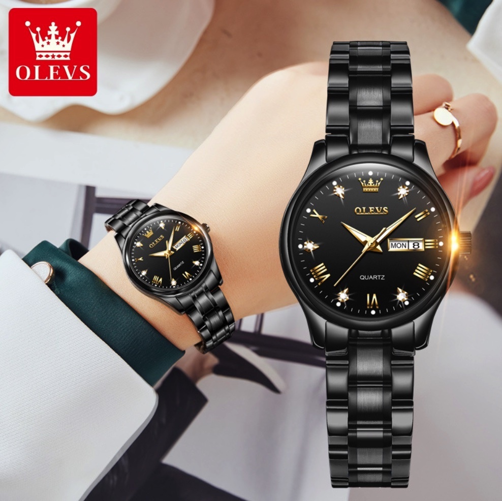 Hot selling Oris watches quartz watch diamond watch for women (steel band all black for women)