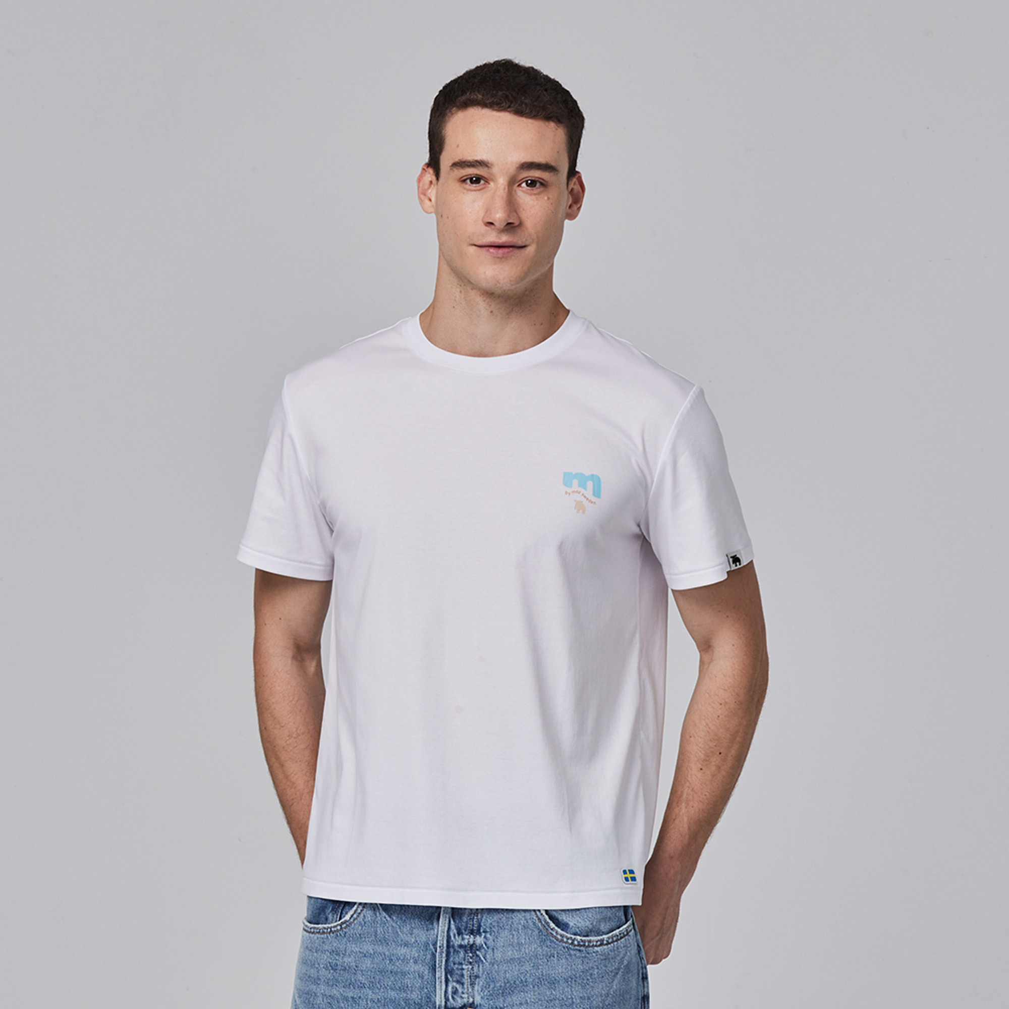 moz Sweden M-shaped moose comfortable glacier cotton 100% cotton cool stretch T-shirt - Navy (Asian version)