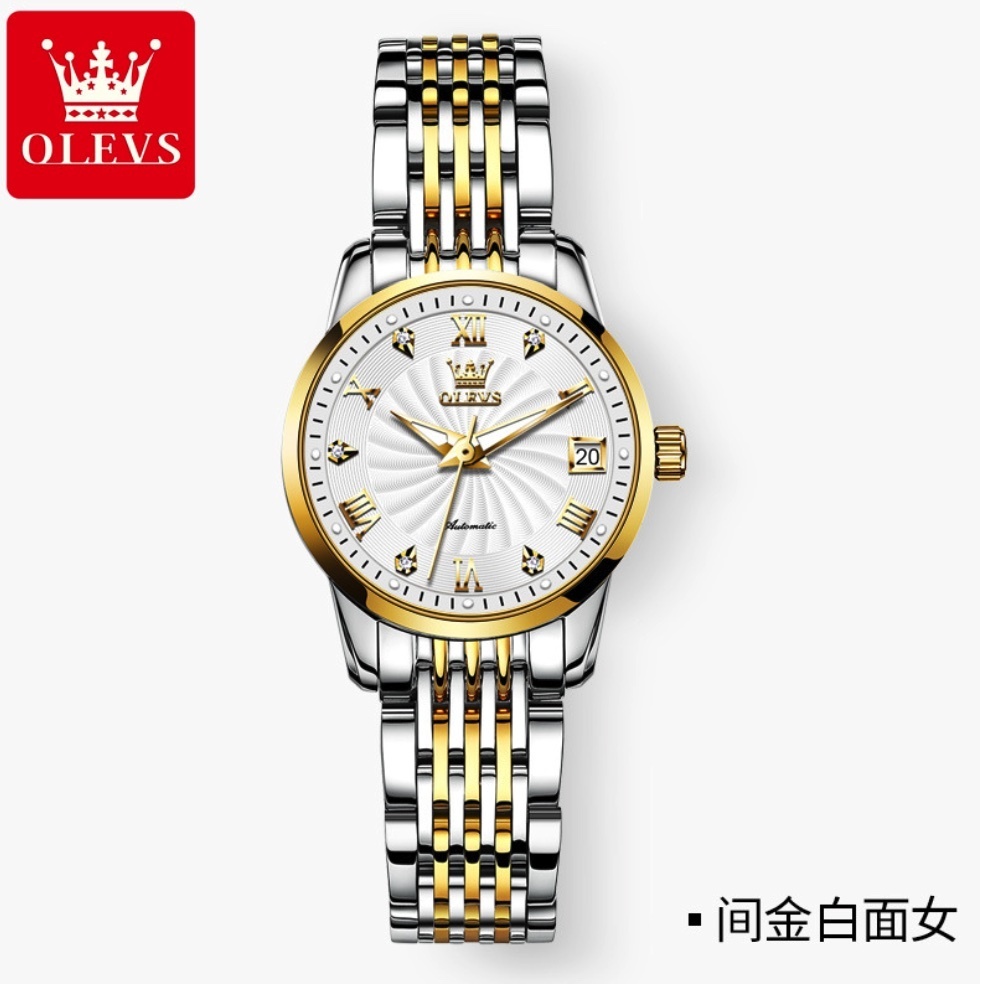 Hot selling Oris diamond-set British watch simple niche ladies watch (white women's model with steel band)