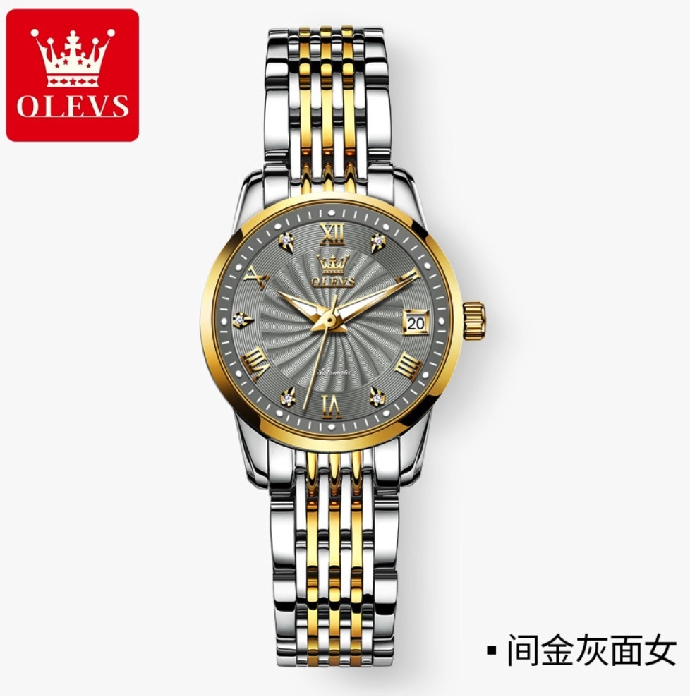 Hot selling Oris diamond-set English watch simple niche ladies watch (gray female model between steel bands)