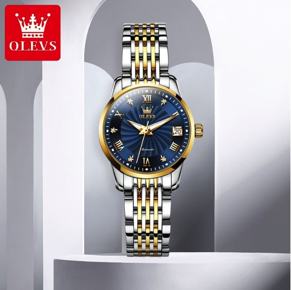 Hot selling Oris diamond-set British watch simple niche ladies watch (blue women's model between steel bands)