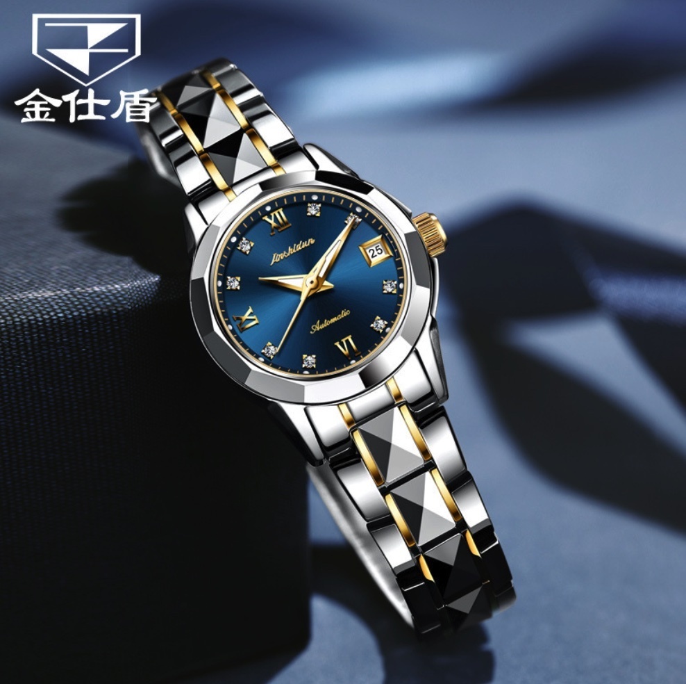 Hot Selling Oris Fully Automatic Mechanical Watch Waterproof Ladies Watch (Blue Female Between Steel Bands)