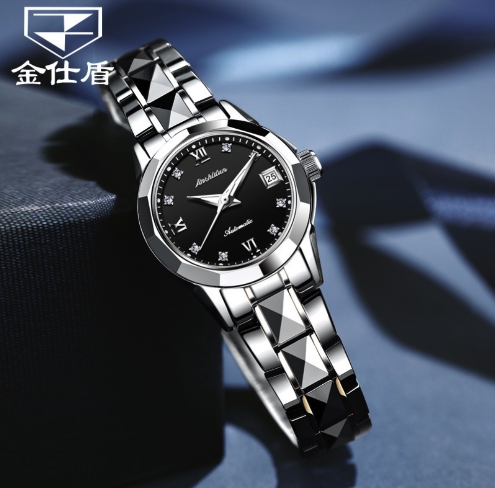 Hot Selling Oris Fully Automatic Mechanical Watch Waterproof Ladies Watch (Steel Strap Black Female)