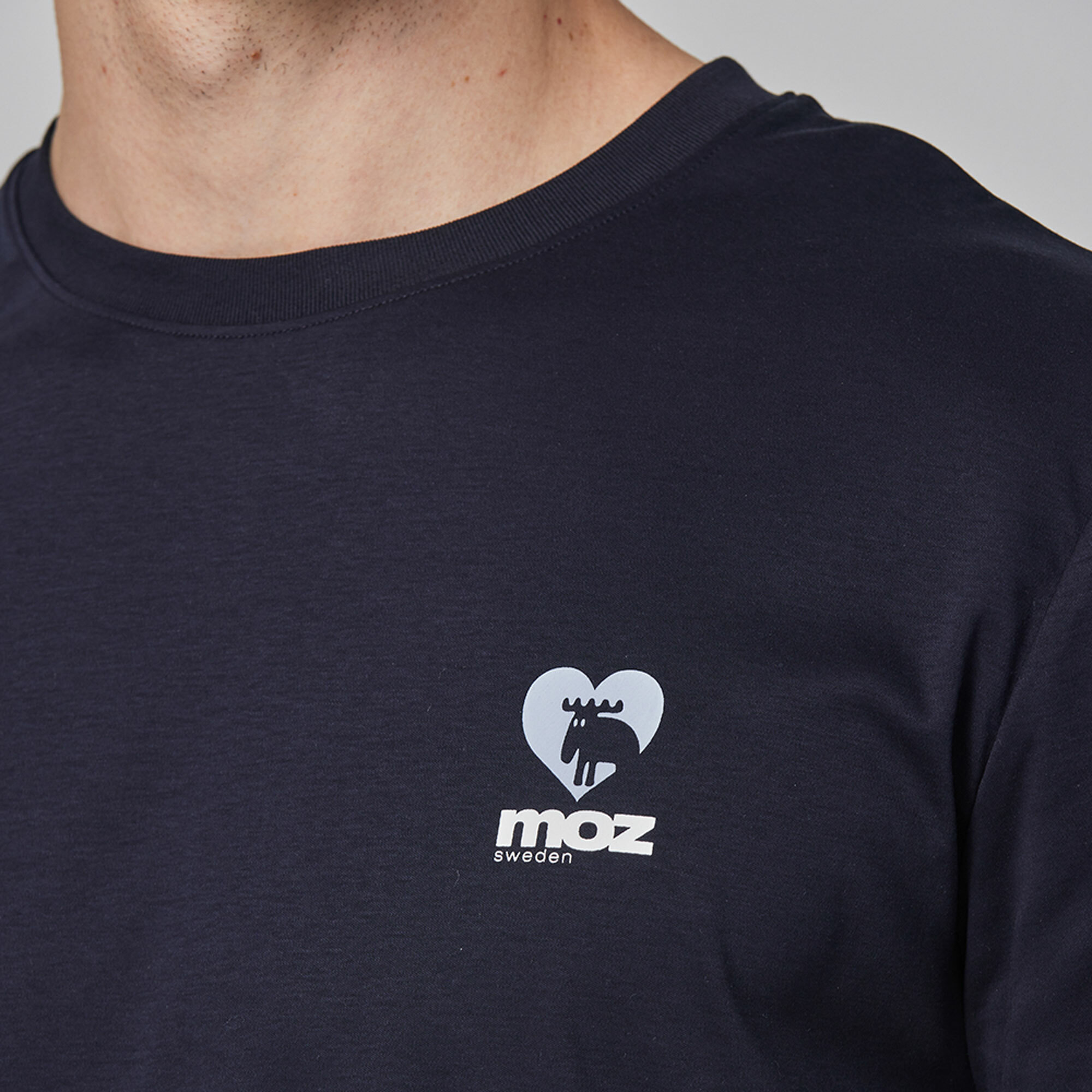 moz Sweden M-shaped moose comfortable glacier cotton 100% cotton cool stretch T-shirt - Navy (Asian version)