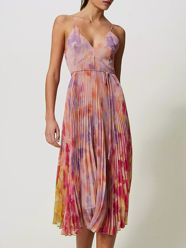 TWIN-SET 暈染細肩帶洋裝