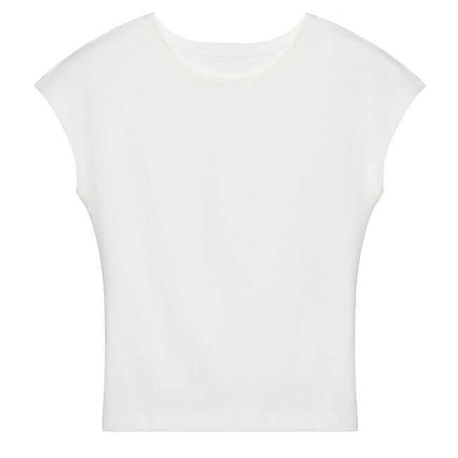 Hot selling shoulder-length sleeved navel-baring T-shirt (white) (size S-L) (contact customer service after placing the order to confirm the delivery size)