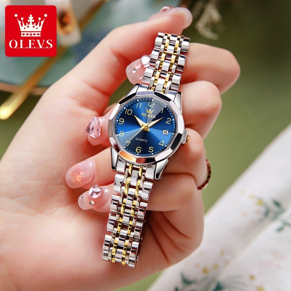 Hot Selling Oris Digital Dial Waterproof Ladies Watch (Blue Female Between Steel Bands)