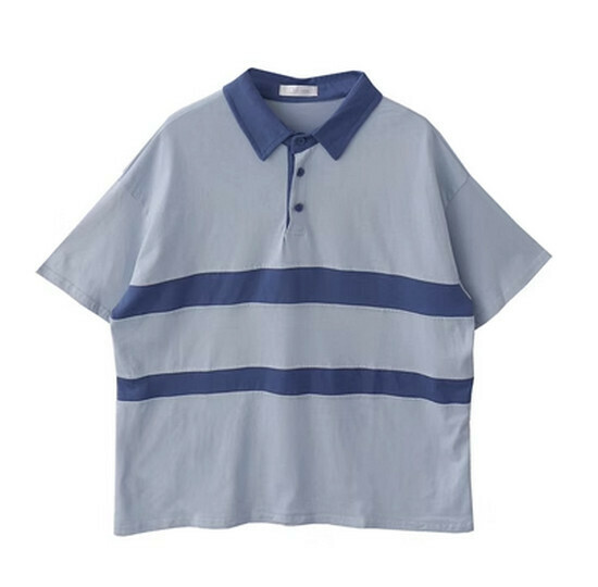 Hot Selling POLO Shirt Contrast Color T-Shirt [Blue] [One Size Fits All]