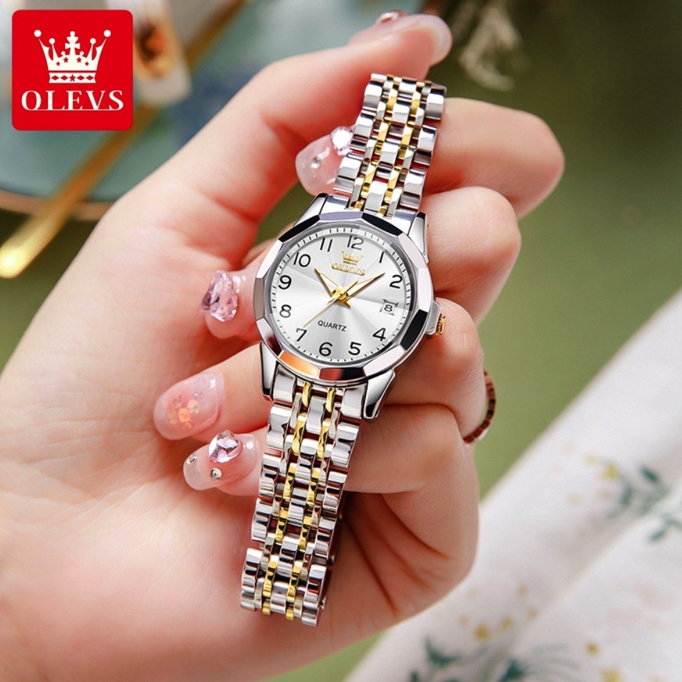 Hot Selling Oris Digital Dial Waterproof Ladies Watch (White Ladies Between Steel Bands)