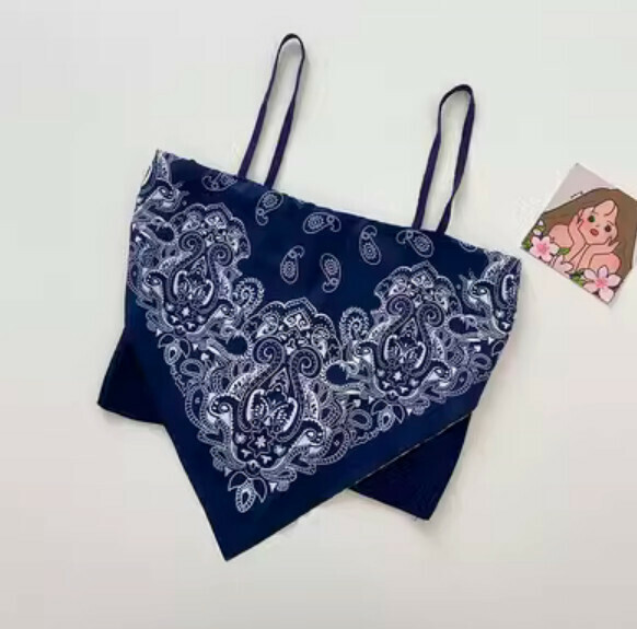 Summer Cashew Flower Camisole (Blue) [One Size]