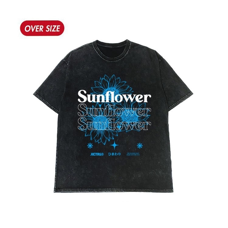 XCTRL 追隨太陽的花朵短T-水洗