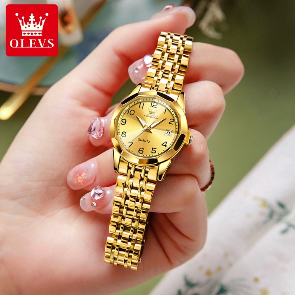 Hot Selling Oris Digital Dial Waterproof Women's Watch (Steel Strap Full Gold Women's)