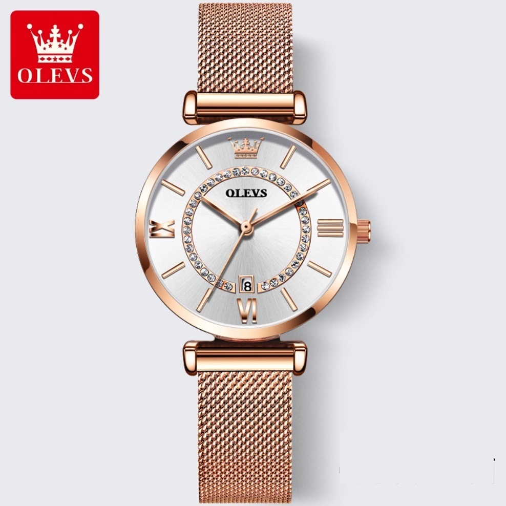 Hot Selling Oris Gypsophila Women's Watch (Mesh Strap Rose Gold Roman Face Women)