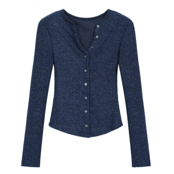 Hot selling V-neck short long-sleeved sweater (blue) (size S-L) (contact customer service after placing the order to confirm the delivery size)