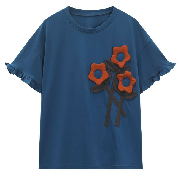 Hot selling three-dimensional tie-up short-sleeved T-shirt (picture color) (S-L size) (contact customer service after placing the order to confirm the delivery size)