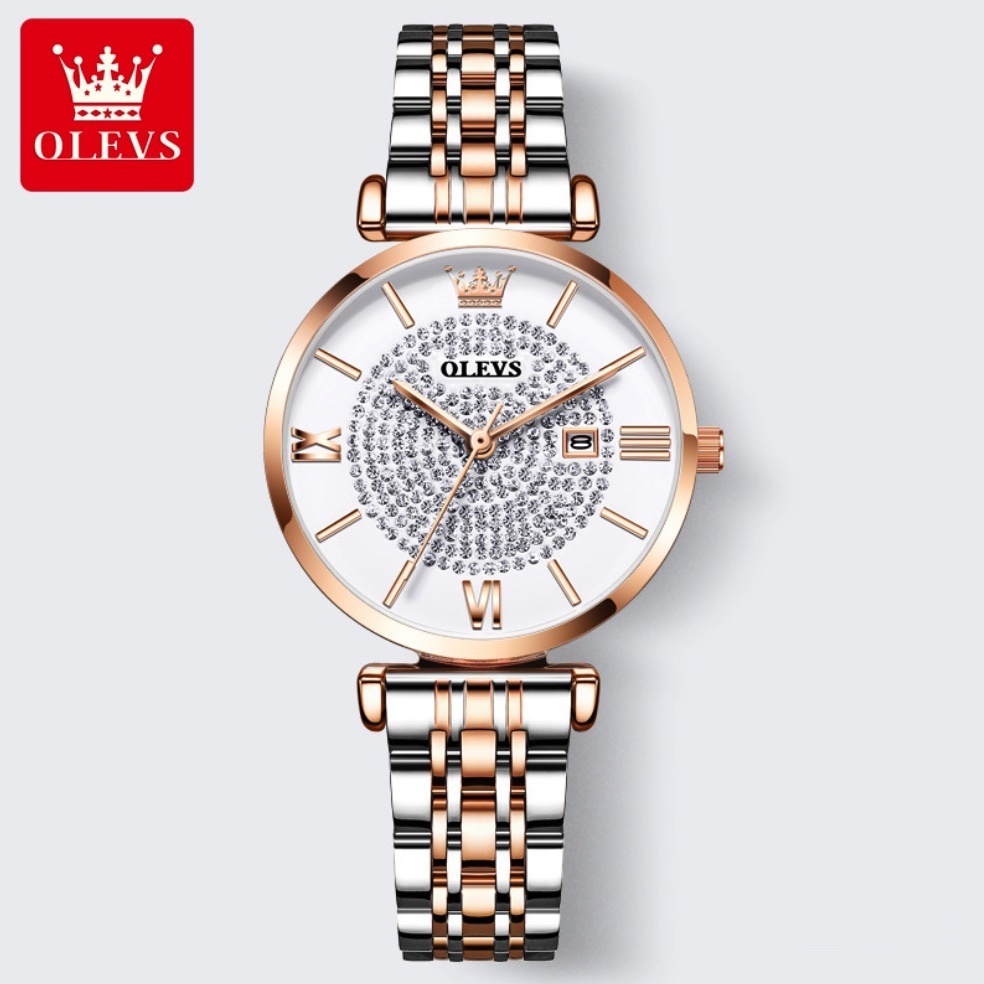 Hot Selling Oris Gypsophila Women's Watch (Rose Gold Diamond Face Between Steel Bands)