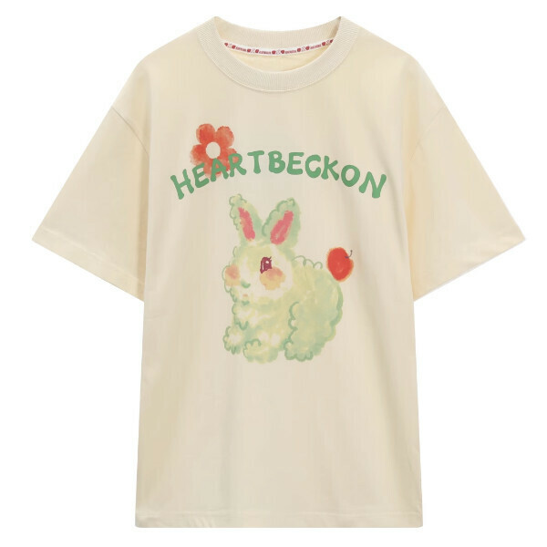 Hot selling bunny printed short-sleeved T-shirt (picture color) (S-5XL size) (contact customer service after placing the order to confirm the delivery size)
