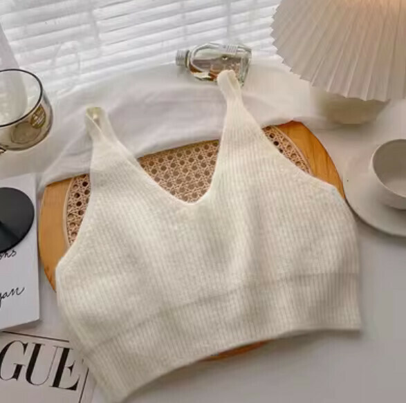 Spring Cropped Knit Vest (White) [One Size]