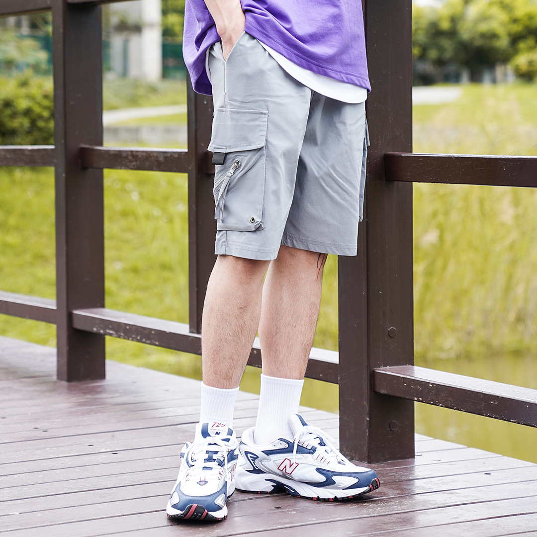 QIAO - 拉鍊造型 多口袋工裝褲