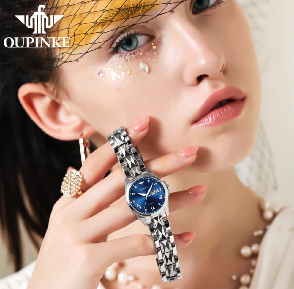 Hot Selling Fully Automatic Mechanical Women's Watch (Steel Strap Original Blue Women's)