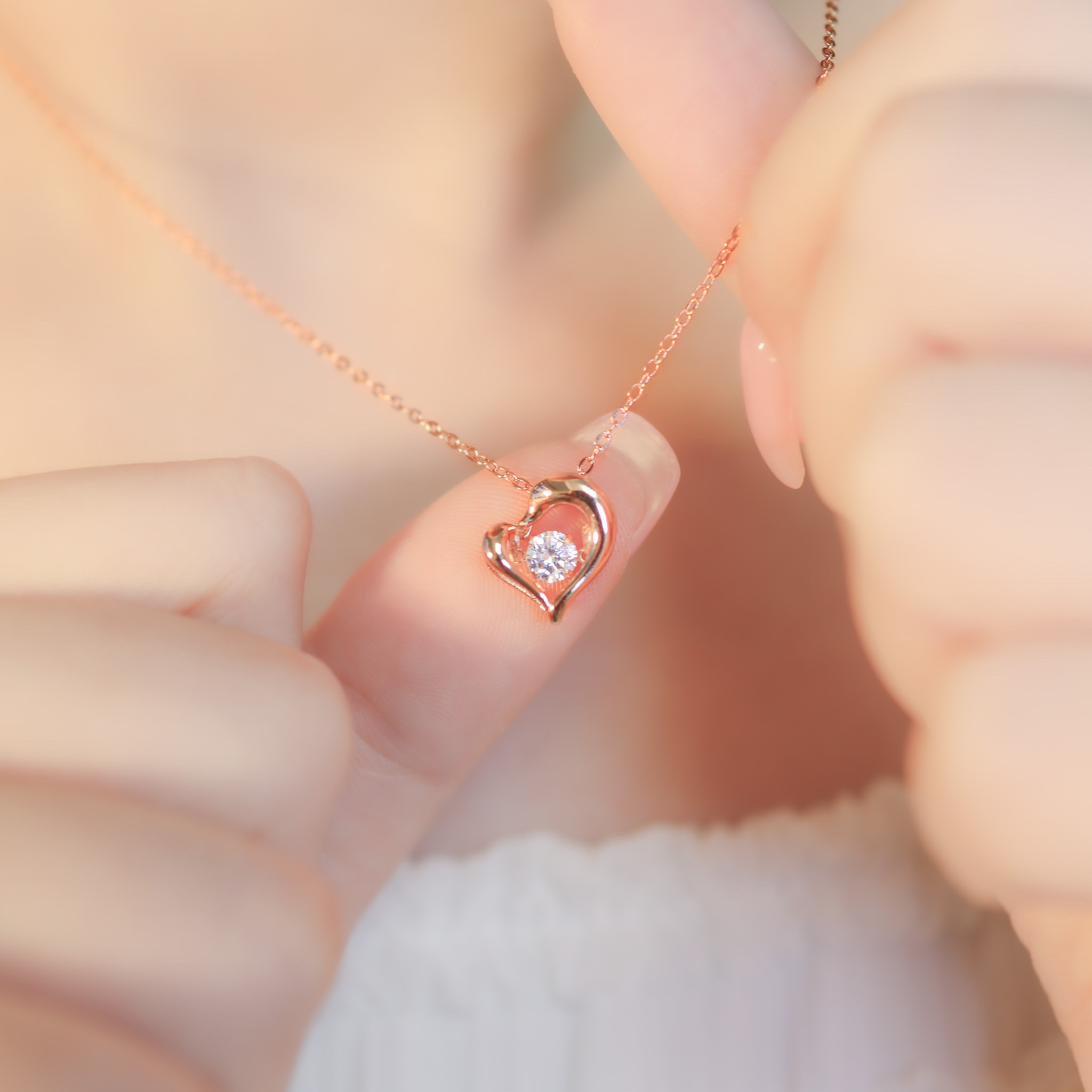 | 925純銀・白金・ 玫瑰金 | 懸浮海豚心意項鍊 (銀/玫瑰金) | NE1129 |